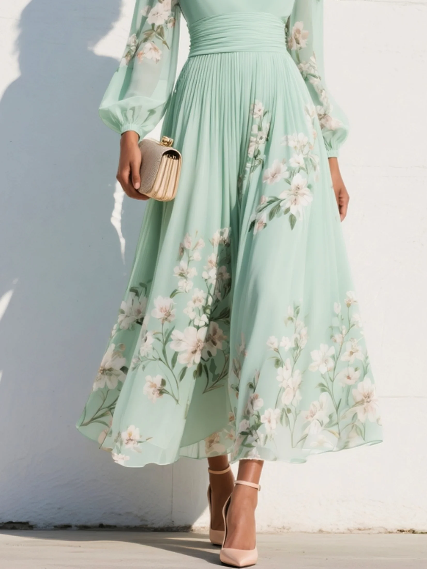 Coral | Vestido midi verde-agua
