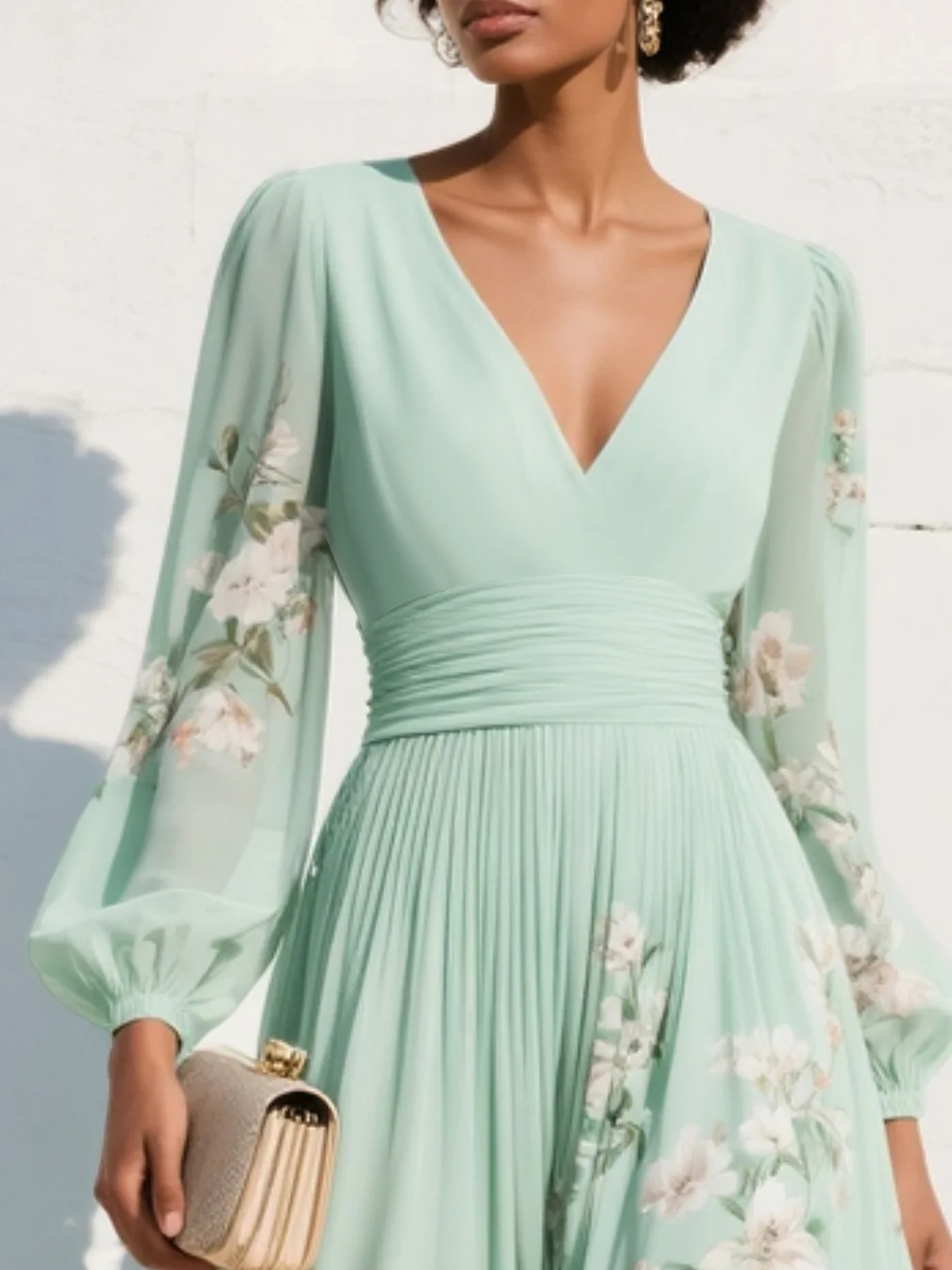 Coral | Vestido midi verde-agua