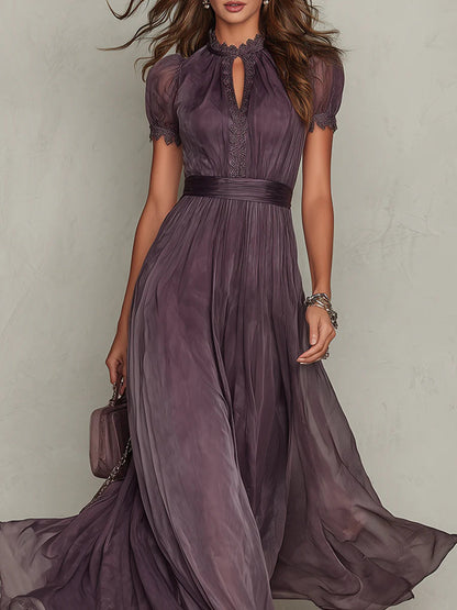 Flavia - Vestido largo morado con escote en gota