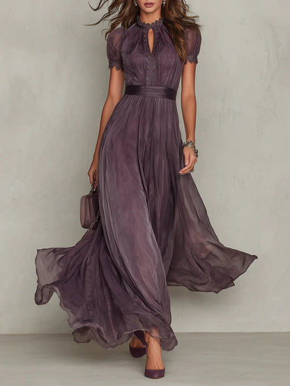 Flavia - Vestido largo morado con escote en gota