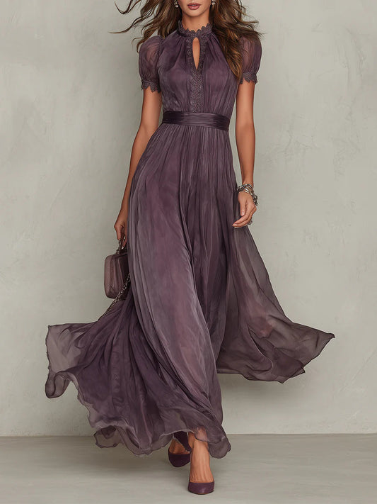 Flavia - Vestido largo morado con escote en gota