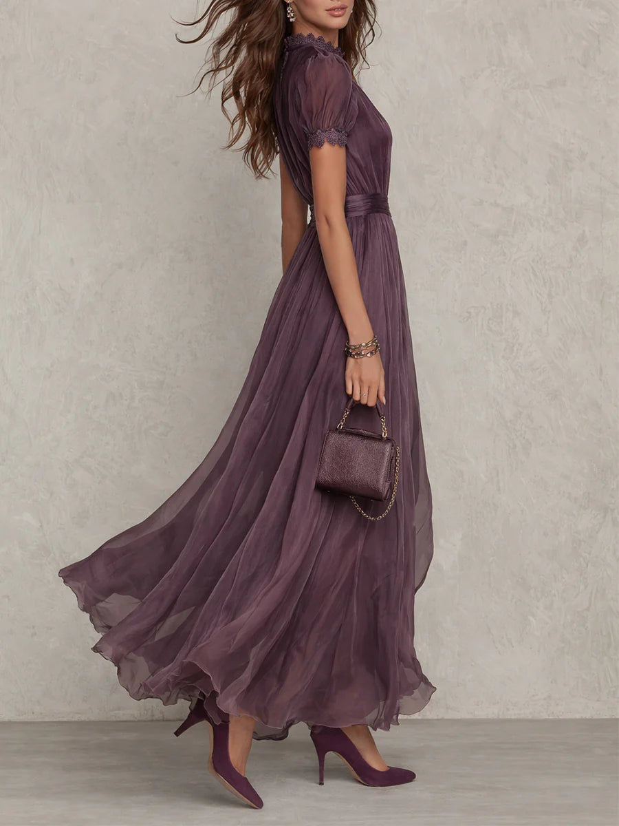 Flavia - Vestido largo morado con escote en gota