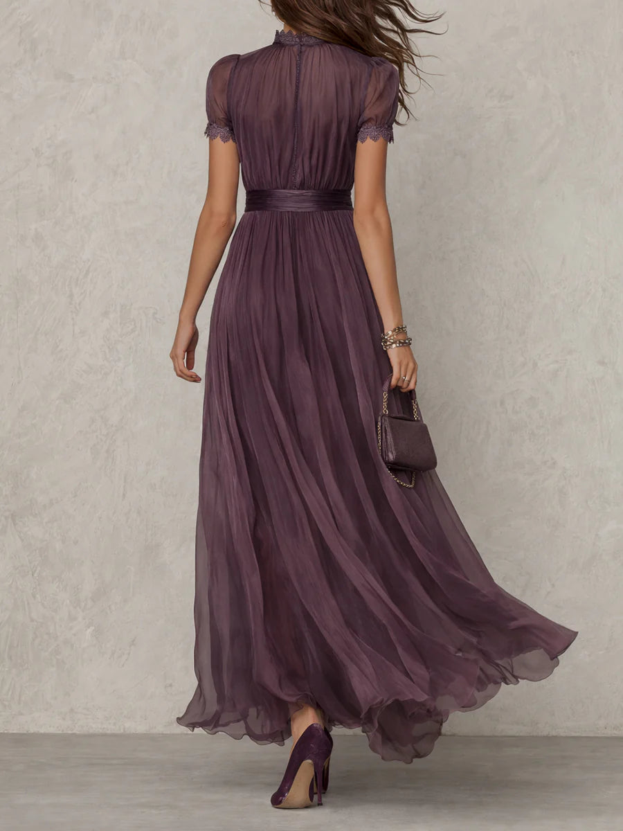 Flavia - Vestido largo morado con escote en gota