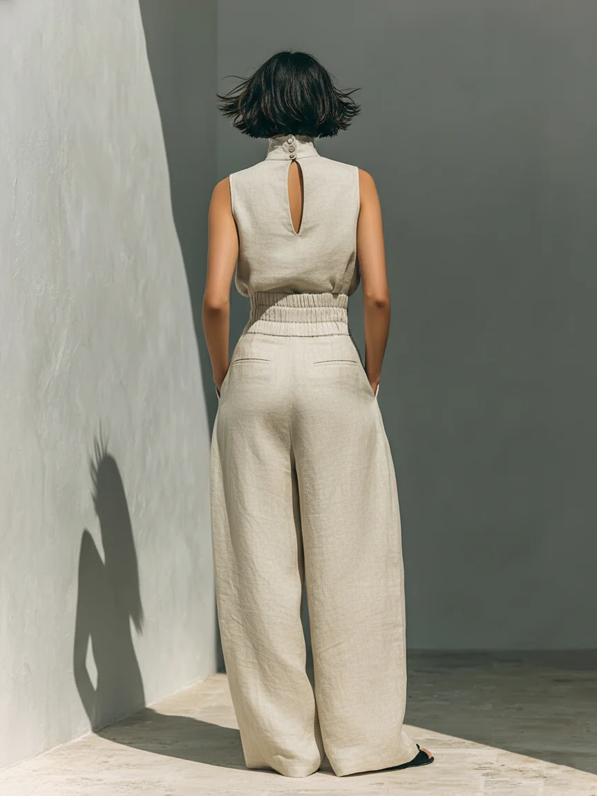 Nuria | Conjunto minimalista de blusa sin mangas