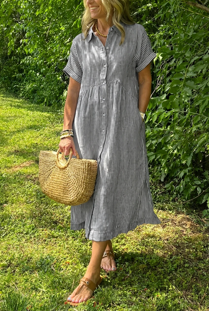 Sara™ - Vestido camisero de rayas