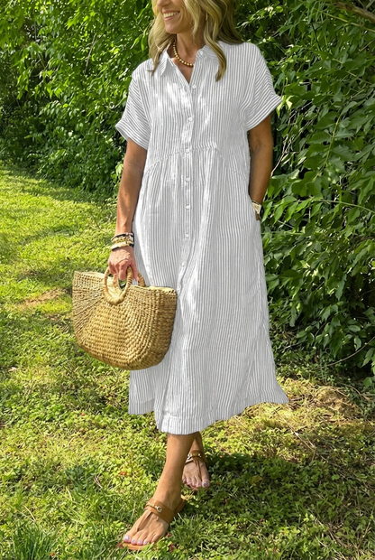 Sara™ - Vestido camisero de rayas