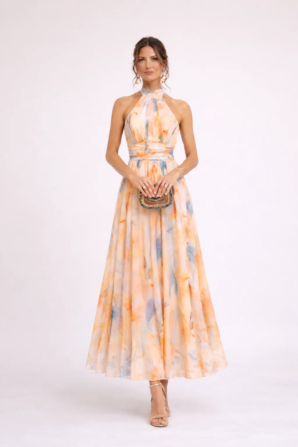 Camille™ | Vestido de Cuello Halter con Estampado de Acuarela