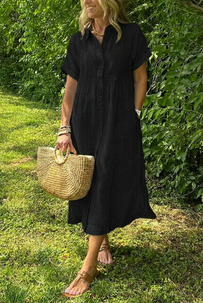 Sara™ - Vestido camisero de rayas