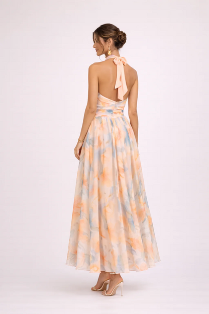 Camille™ | Vestido de Cuello Halter con Estampado de Acuarela