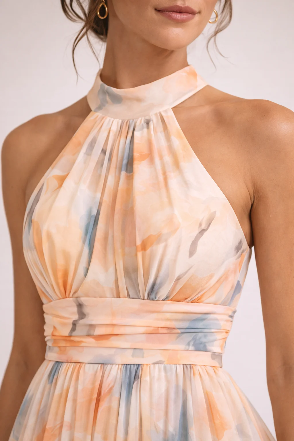 Camille™ | Vestido de Cuello Halter con Estampado de Acuarela
