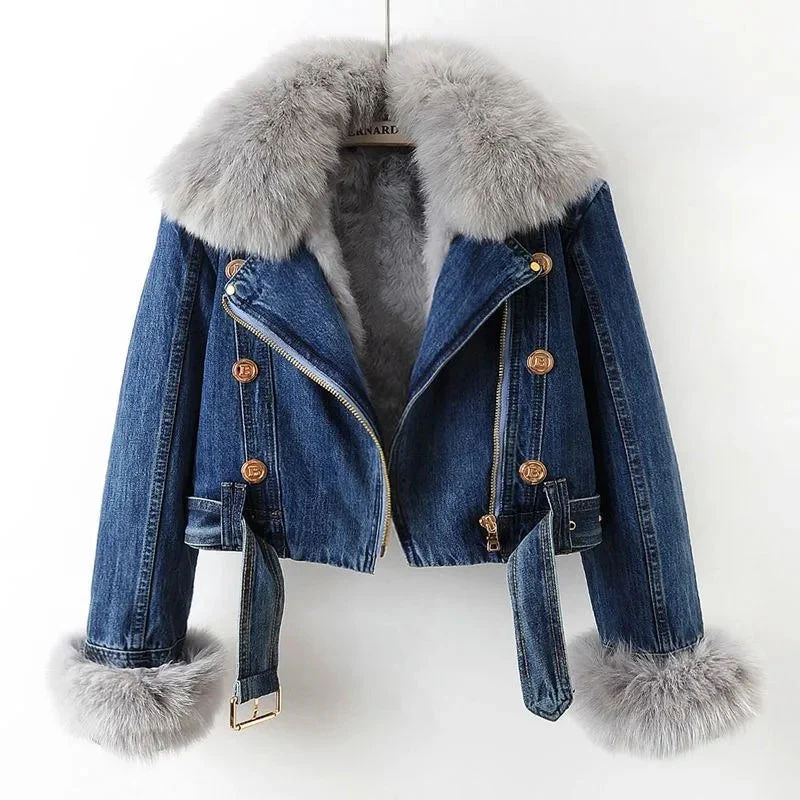 Amara Édition Luxe | Chaqueta denim cálida con forro de pelo
