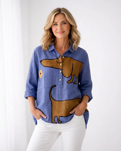 Palmira | blusaatemporal de lino estampada
