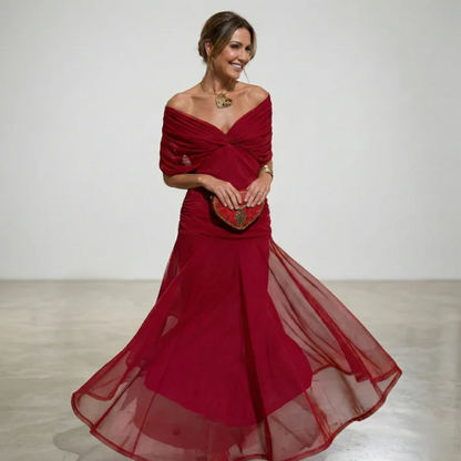 Luisa | Elegante vestido largo con escote en V