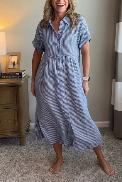 Sara™ - Vestido camisero de rayas