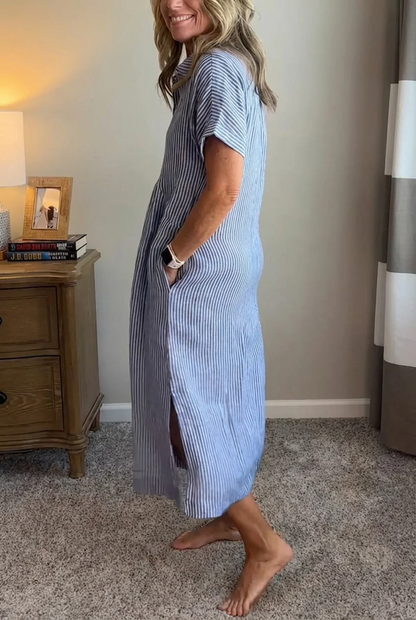 Sara™ - Vestido camisero de rayas