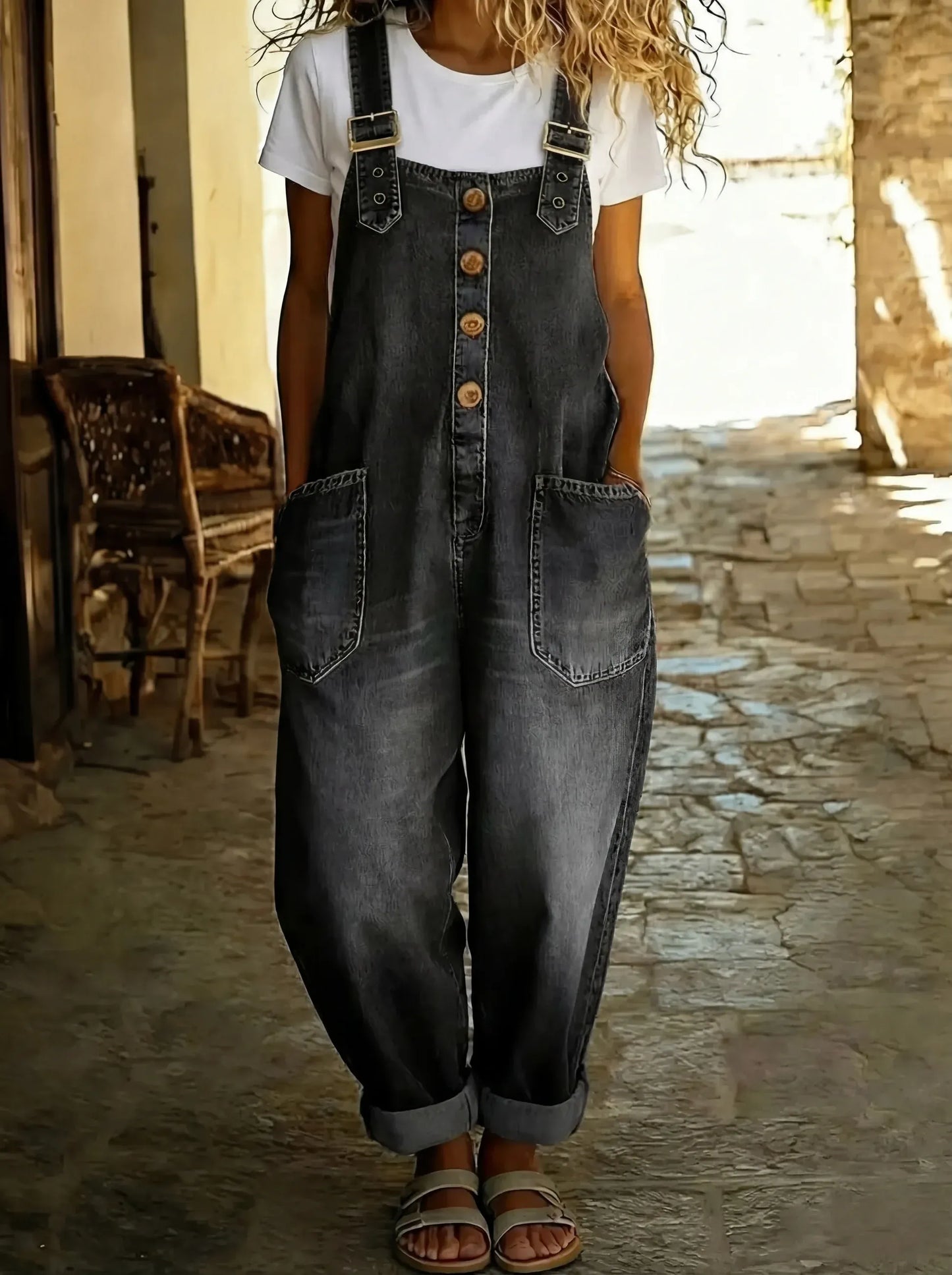 Rocio™ - Mono vaquero casual con hebilla ajustable